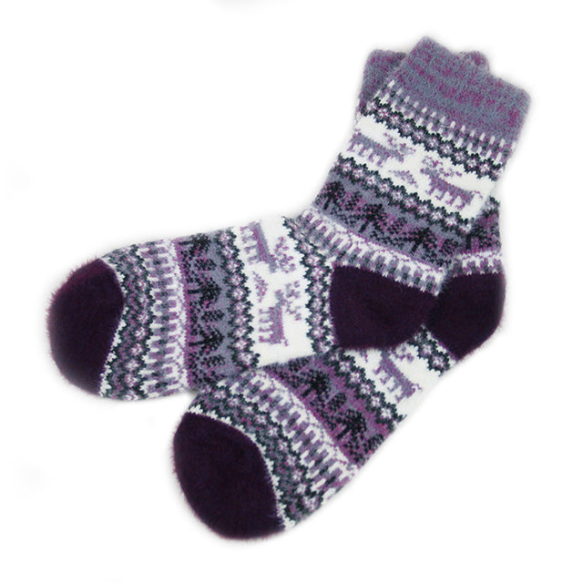 JOYA Reindeer socks - Purple/Cream